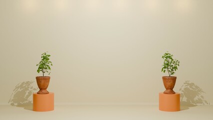 Studio Background with Plant Decoration