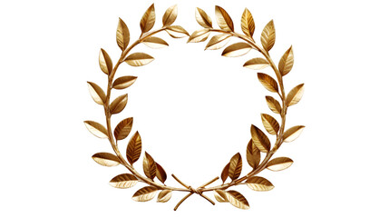 Fototapeta premium Golden laurel wreath isolated on transparent background
