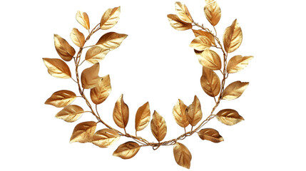 Golden laurel wreath isolated on transparent background