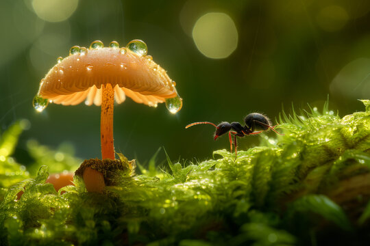 Mokhovaya Polyana: An ant on a mushroom