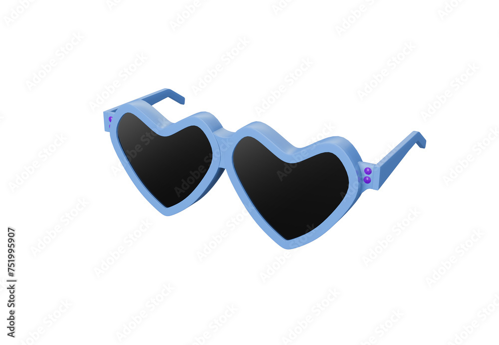 Canvas Prints 3d illustration rendering blue heart shaped sunglasses and black lens