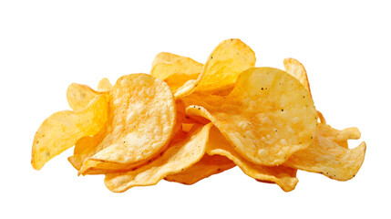 heap of potato chips isolated on transparent background