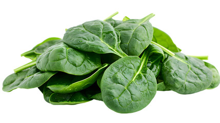 Obraz premium heap of spinach leaves isolated on transparent background