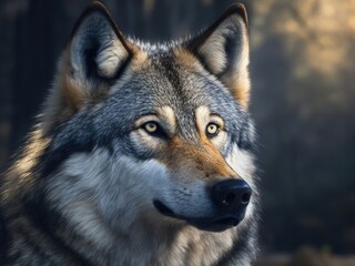 Fototapeta premium Portrait of wolf on nature background. Polar wolf.