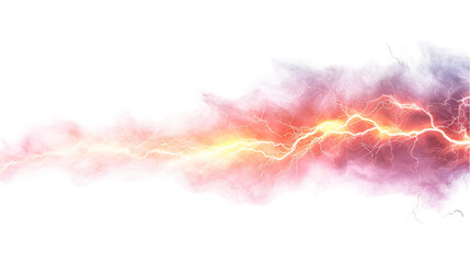 Lightning glow strike isolated on transparent background