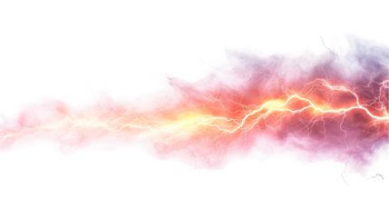 Lightning glow strike isolated on transparent background