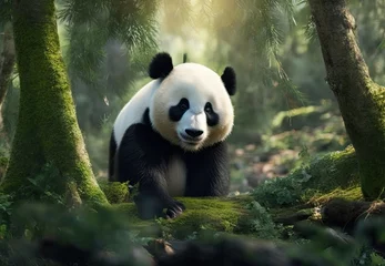 Fotobehang Giant panda, the giant panda is Endangered species © eartist85