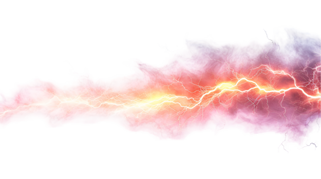 Lightning glow strike isolated on transparent background