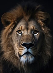 Fototapeta premium Lion king isolated on black background