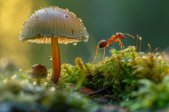 Mokhovaya Polyana: An ant on a mushroom