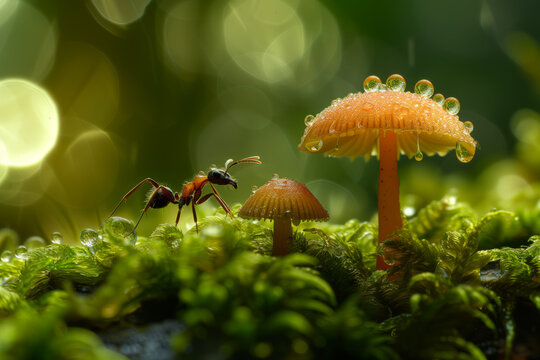 Mokhovaya Polyana: An ant on a mushroom