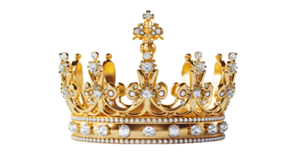 Royal Gold Crown isolated on transparent background
