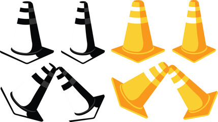 set of traffic cone vector