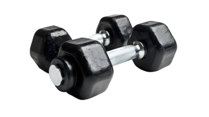 Pair of gym dumbbells isolated on transparent background