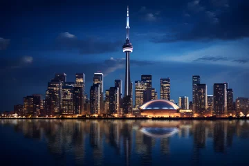 Fotobehang Magnificence Of The CN Tower: A Marvelous Piece Of Architecture Against The Backdrop Of Toronto Cityscape © Katie