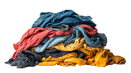 pile of dirty laundry isolated on transparent background