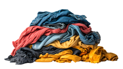 pile of dirty laundry isolated on transparent background