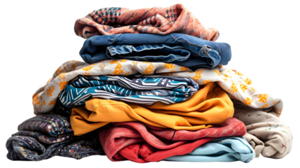 pile of dirty laundry isolated on transparent background