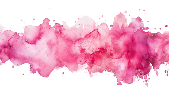 Pink watercolor stain isolated on transparent background