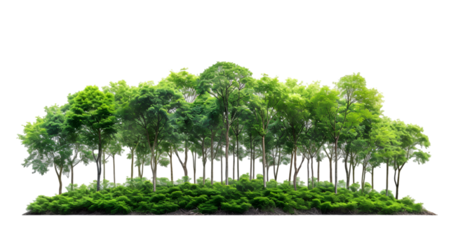 rainforest large tree growth for landscape isolated on transparent background