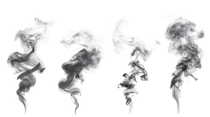 Set of Black smoke isolated on transparent background