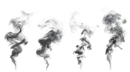 Set of Black smoke isolated on transparent background