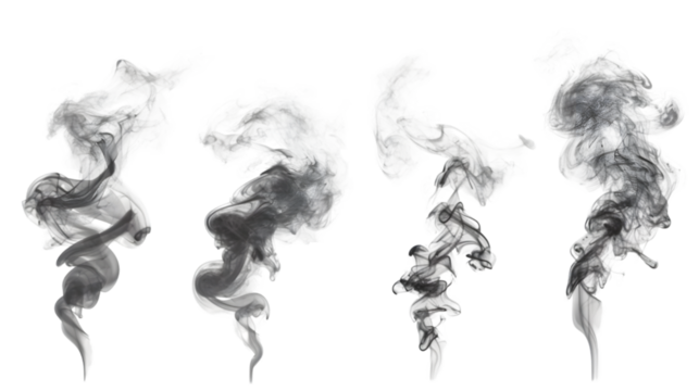 Set of Black smoke isolated on transparent background