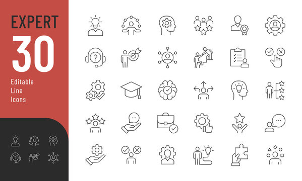 Expert Line Editable Icons set. Vector illustration in modern thin line style of leisure and hobbies related icons: party, concert, outdoor recreation, and more. Pictograms and infographics for mobile