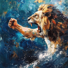 Lion Chase your dreams with unwavering determination never give up be bold and confident - obrazy, fototapety, plakaty