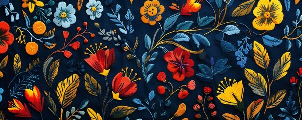 Realistic embroidery abstract design background texture Generative Ai 