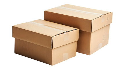Fototapeta premium two closed cardboard boxes isolated on transparent background