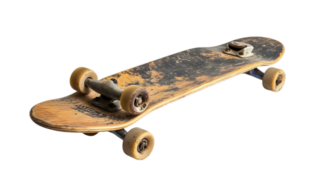 used skateboard isolated on transparent background