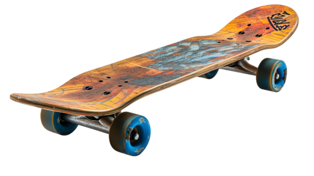used skateboard isolated on transparent background