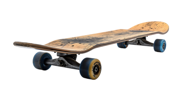 used skateboard isolated on transparent background