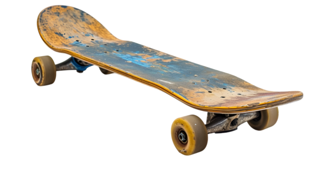 used skateboard isolated on transparent background