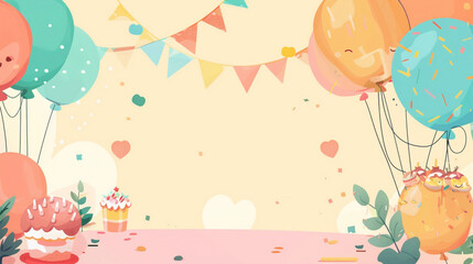 Obraz na płótnie Canvas birthday card with balloons.