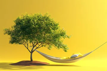 Foto op Canvas Tree and Hammock in the concept of relaxation and nature © toonsteb