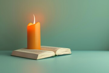 Candle and Book in the concept of reading and relaxation