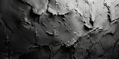 Obraz premium Black and white textured background of cracked dry earth, suitable for concepts of drought, climate change, and environmental crisis.