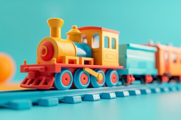 Doll and Toy Train in the concept of realistic play