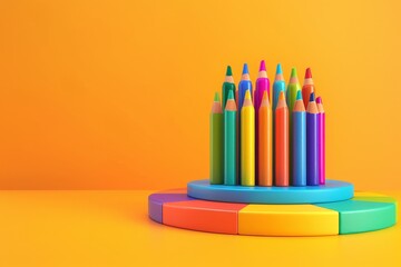 Fototapeta premium Crayons and Coloring Book in the concept of children art creation