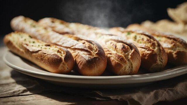 a plate of baguette bread from France