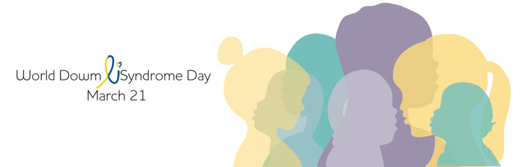 21 march World Down Syndrome Day, vector. Banner