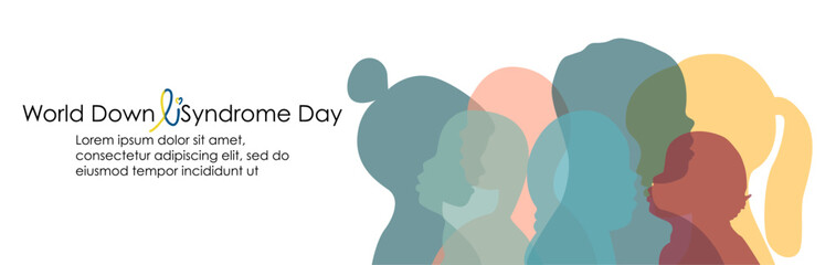 21 march World Down Syndrome Day, vector. Banner