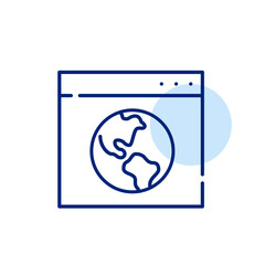 Browser page with detailed Earth globe. Accessibility of information across the world. Pixel perfect vector icon