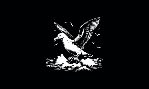 recommend clip art: ALBATROSS catching the fish from sea 