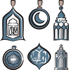 Icon Pack of Colored Islamic ornaments