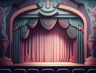 Theater scene curtain and lamp background
