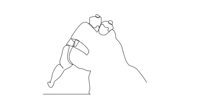 Animated self drawing of Sumo player video illustration. Sumo player illustration simple linear style concept video. Japanese fighting sport design for your business asset design and promotion.