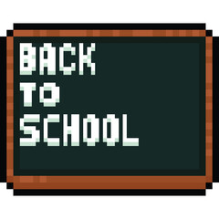 Pixel art back to school black board sign 